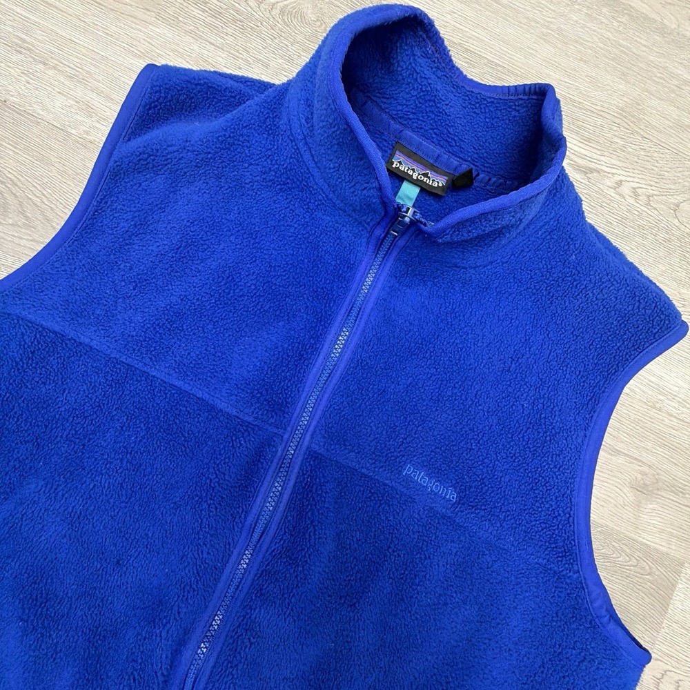 Patagonia Synchilla Fleece Vest Mens Large Blue Full Zip Made in USA Style 25571
